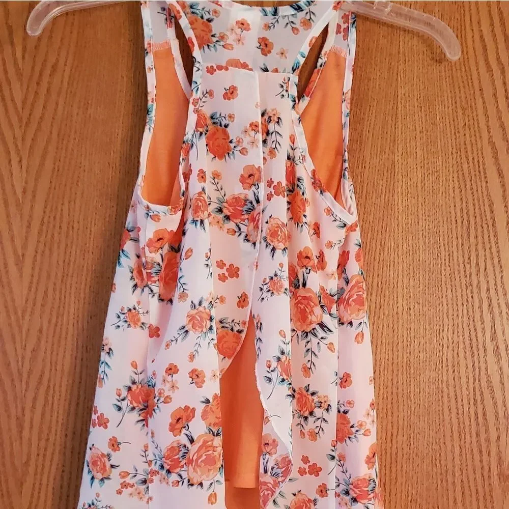 One Piece Layered Girls Flowy Floral Top Sz. 10/12